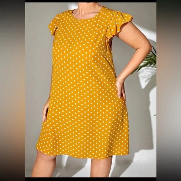 SHEIN Mustard Yellow Polka Dot Dress - Picture 5 of 14